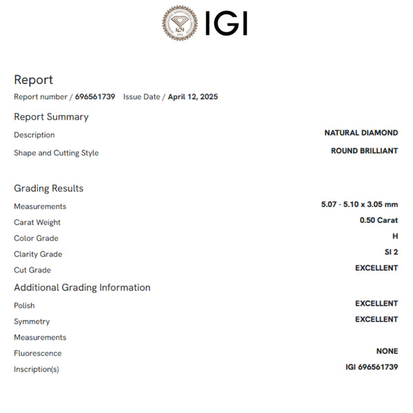 COLGANTE DIAMANTE 0.50 QUILATES MICHELLE CERTIFICADO IGI