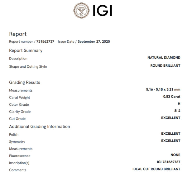 COLGANTE DIAMANTE 0.53 QUILATES MICHELLE CERTIFICADO IGI