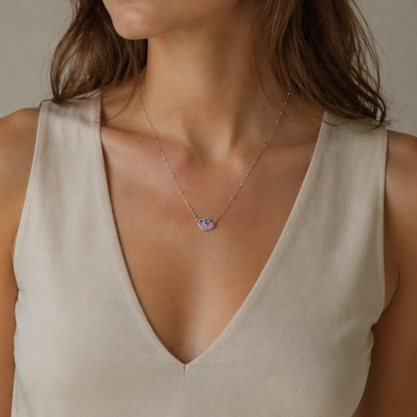 COLAR TOPÁZIO AZUL, AMETISTA E DIAMANTES YAIZA