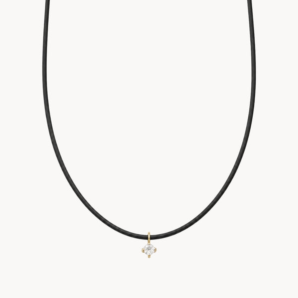 Black Cord Pendant Diamond Four Claws