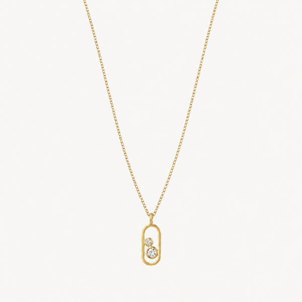 Oval pendant with two diamonds in a chaton setting