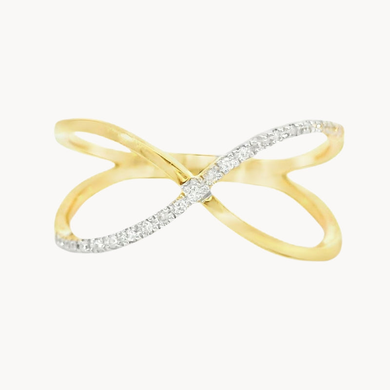 ANILLO DOBLE CRUZADO CON DIAMANTES HERTHA