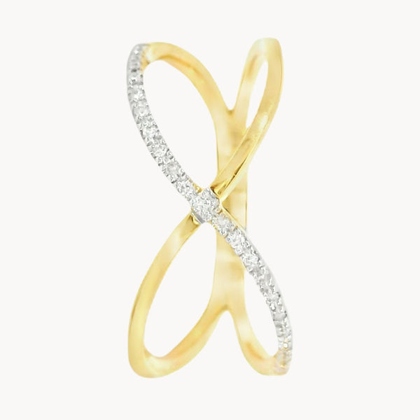 ANILLO DOBLE CRUZADO CON DIAMANTES HERTHA