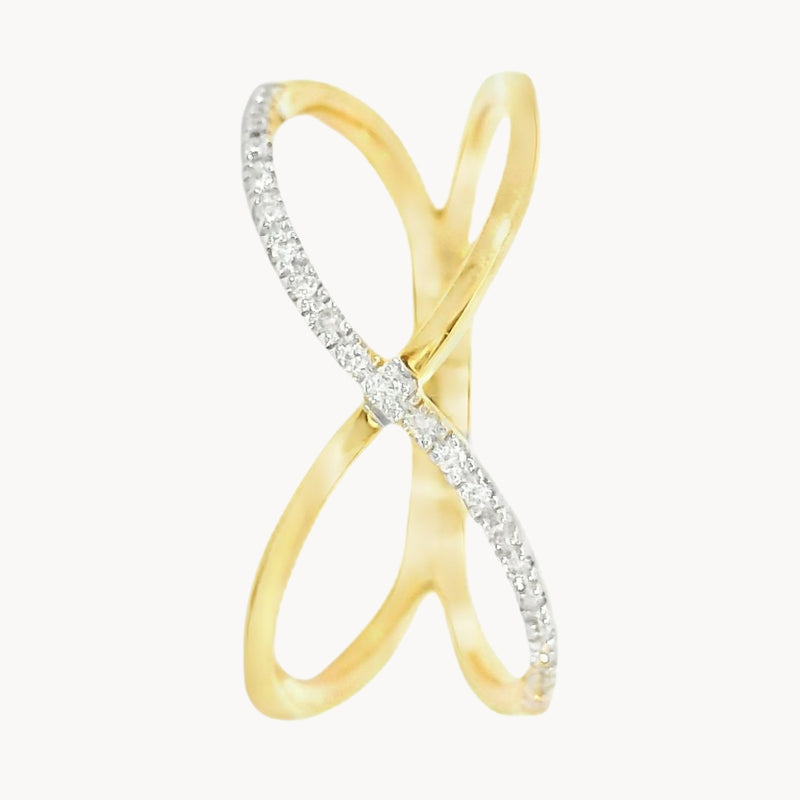ANILLO DOBLE CRUZADO CON DIAMANTES HERTHA