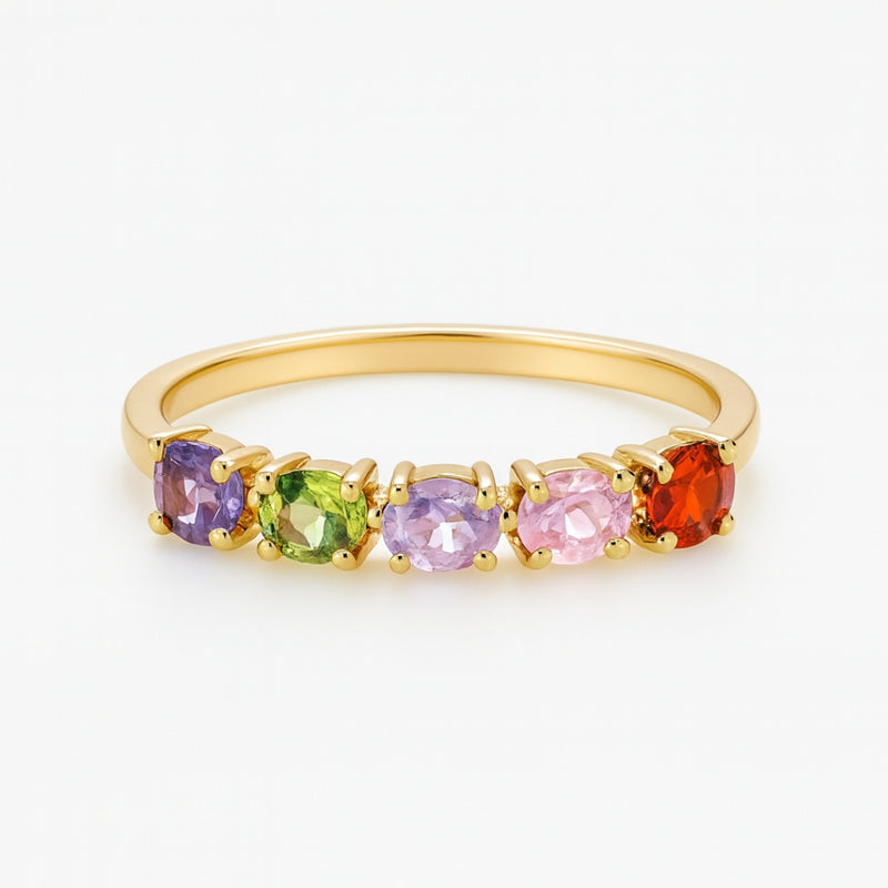 ANILLO CARRIL CON CIRCONITAS DE COLOR ANNE