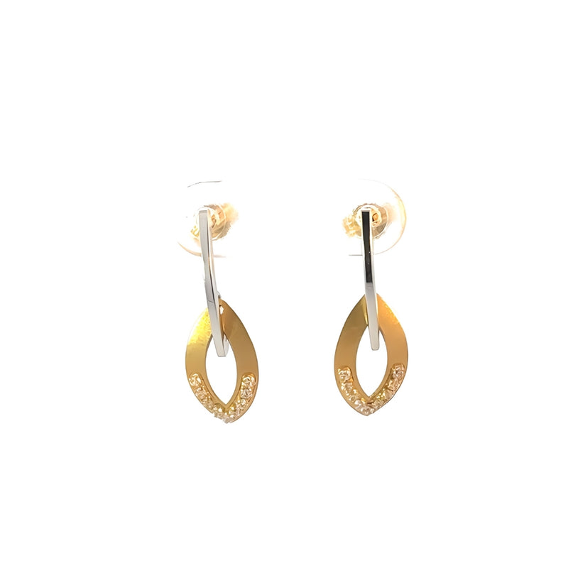 BOUCLES D'OREILLES EN SATIN BICOLORE AVEC ZIRCONIES