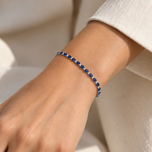 RIVIERE BRACELET WITH SAPPHIRES AND DIAMONDS