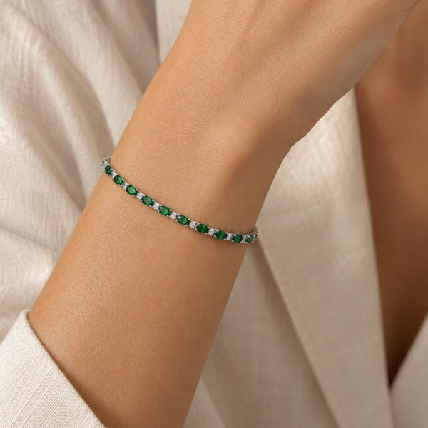 PULSERA RIVIERE CON ESMERALDAS Y DIAMANTES