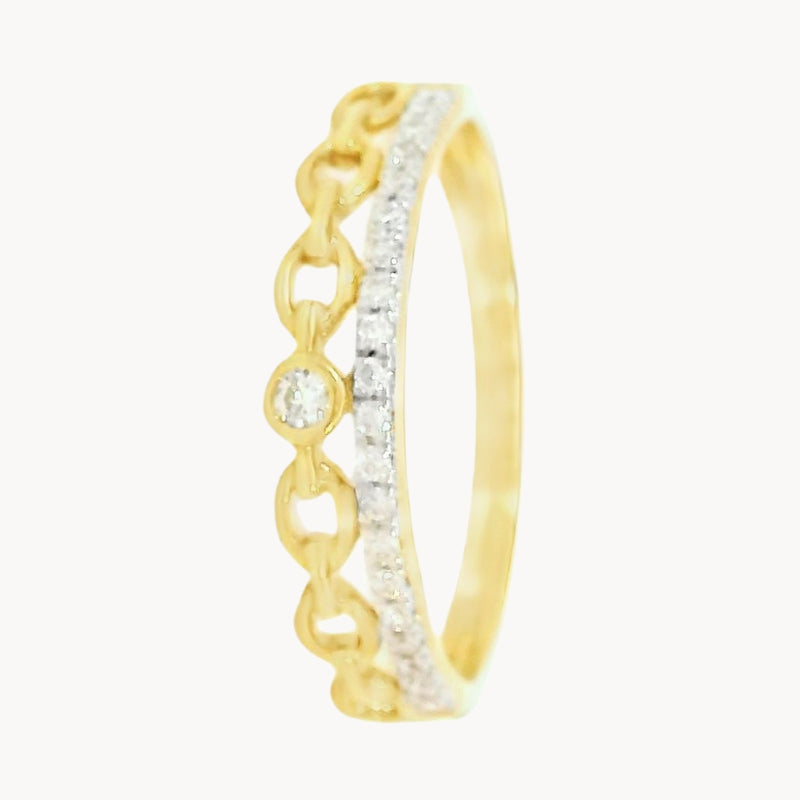 ANILLO DOBLE ESLABONES CON DIAMANTES JENAE