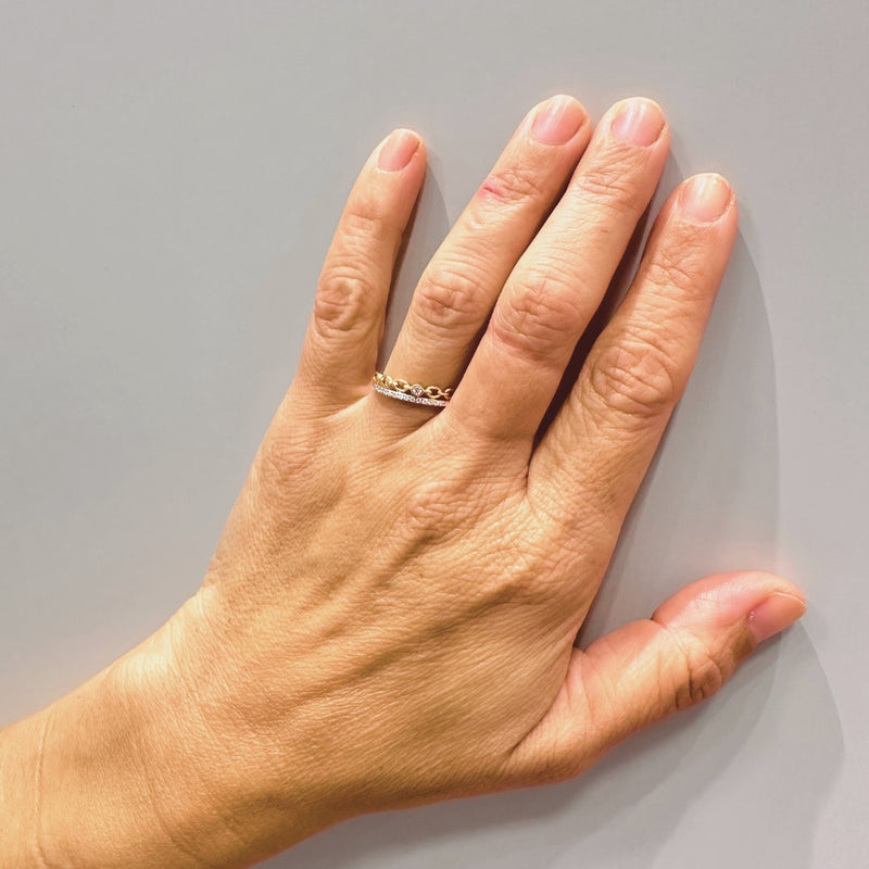 ANILLO DOBLE ESLABONES CON DIAMANTES JENAE