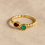 ANILLO BOLAS RUBI Y ESMERALDA SILA