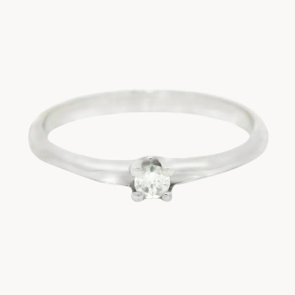 ANILLO SOLITARIO CUATRO GARRAS CON DIAMANTE 0.080 QUILATES SHADYA