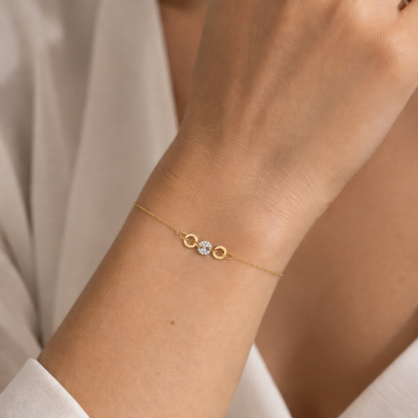 TWO-TONE BRACELET WITH PAVÉ CZ STONES