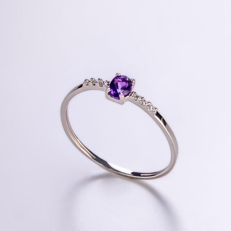 ANILLO AMATISTA Y DIAMANTES BIRGIT