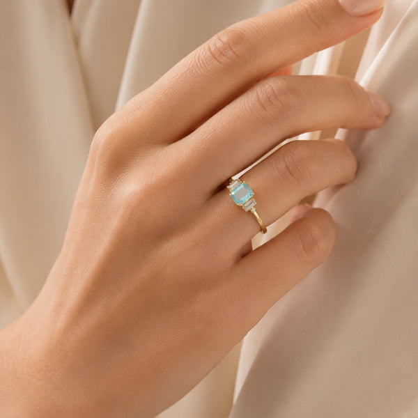 ANILLO TOPACIO PARAIBA ICE CUT Y CIRCONITAS