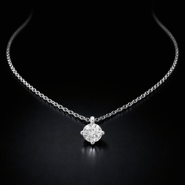 COLGANTE CON DIAMANTE GARRAS ROMBO 0.30 QUILATES PUNTO DE LUZ CERTIFICADO IGI