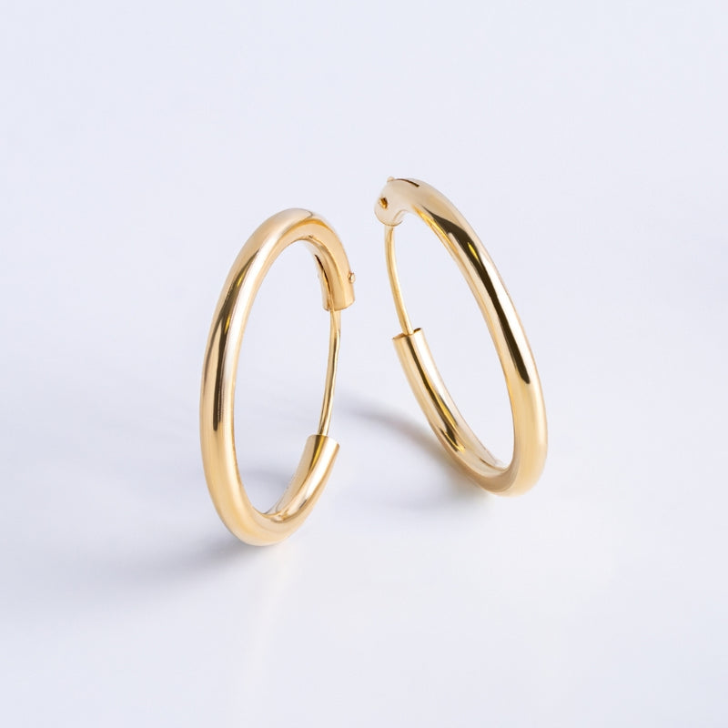 PENDIENTES AROS ORO LISO VIOLETA 20MM