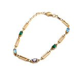 LINK BRACELET WITH COLOR ZIRCONIAS