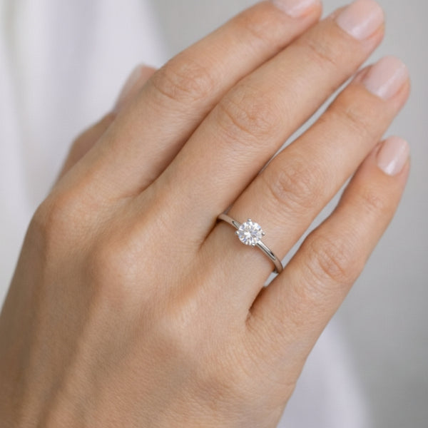 ANILLO SOLITARIO DIAMANTE CREADO 0.78 QUILATES CERTIFICADO IGI