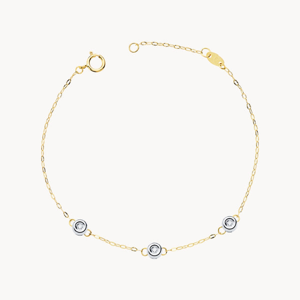PULSERA BICOLOR CON DIAMANTES CREADOS EN CHATON