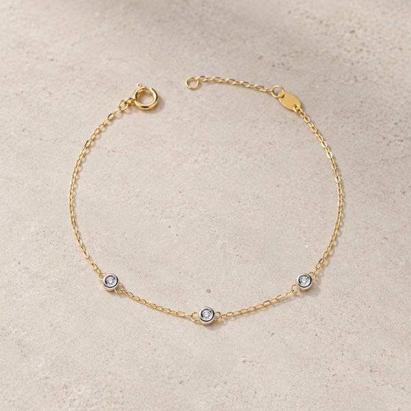 PULSERA BICOLOR CON DIAMANTES CREADOS EN CHATON