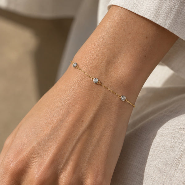 PULSERA BICOLOR CON DIAMANTES CREADOS EN CHATON