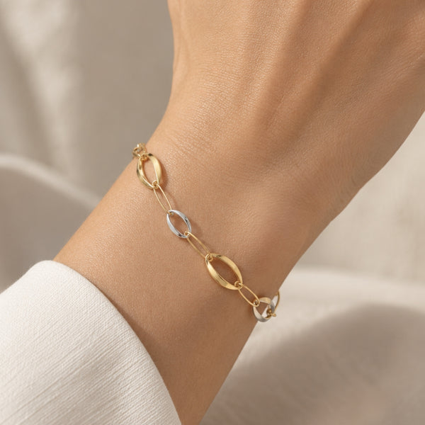 TWO-TONE BRACELET WITH OVAL LINKS