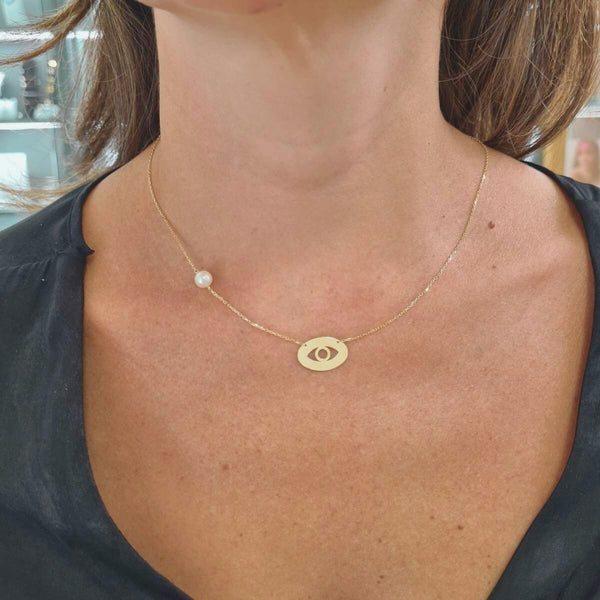 COLLAR OJO CON PERLA