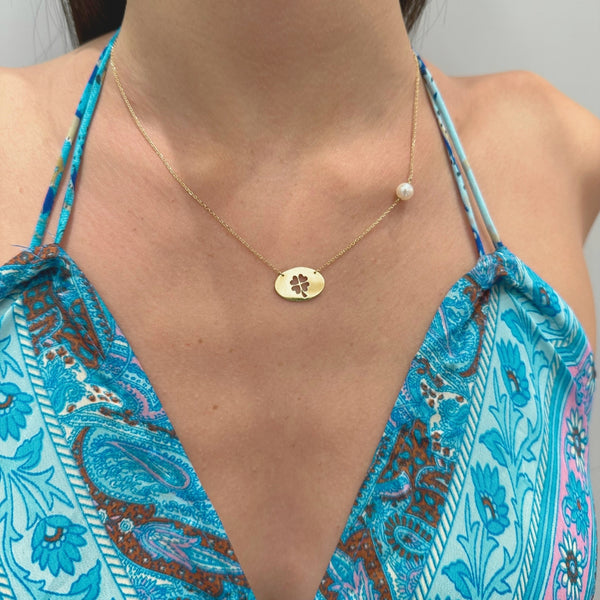 COLLAR TREBOL CON PERLA