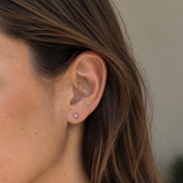 PINK CUBIC ZIRCONIA SIX-PRONG PIERCING