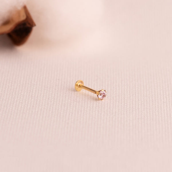 PINK CUBIC ZIRCONIA SIX-PRONG PIERCING