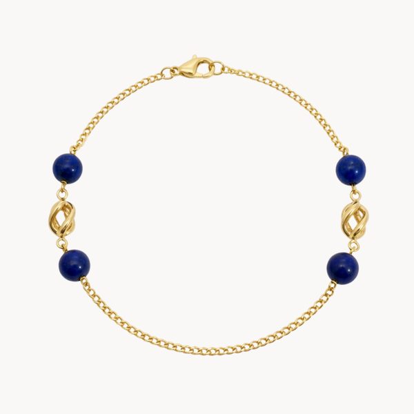 PULSERA BOLAS DE LAPISLAZULI Y ESLABON TORNEADO