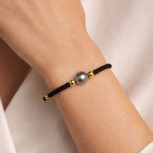 PULSERA MACRAME CON PERLA TAHITI