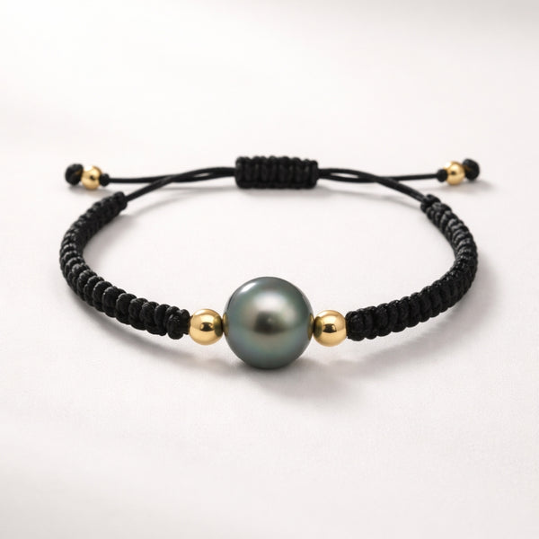 PULSERA MACRAME CON PERLA TAHITI