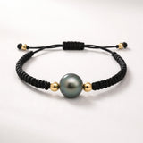 PULSERA MACRAME CON PERLA TAHITI