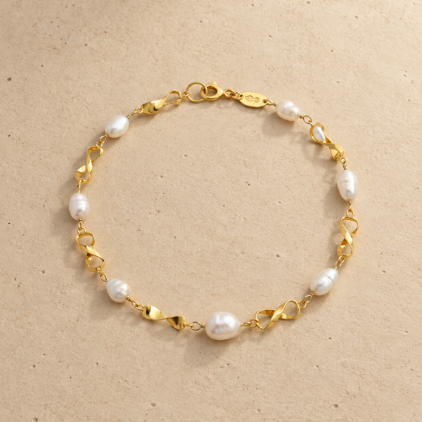 PULSERA ESLABONES CON PERLAS BARROCAS