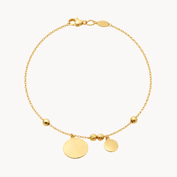 PULSERA DISCOS ASIMETRICOS COLGANTES