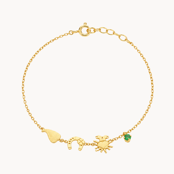 PULSERA CHARMS CON CIRCONITA VERDE