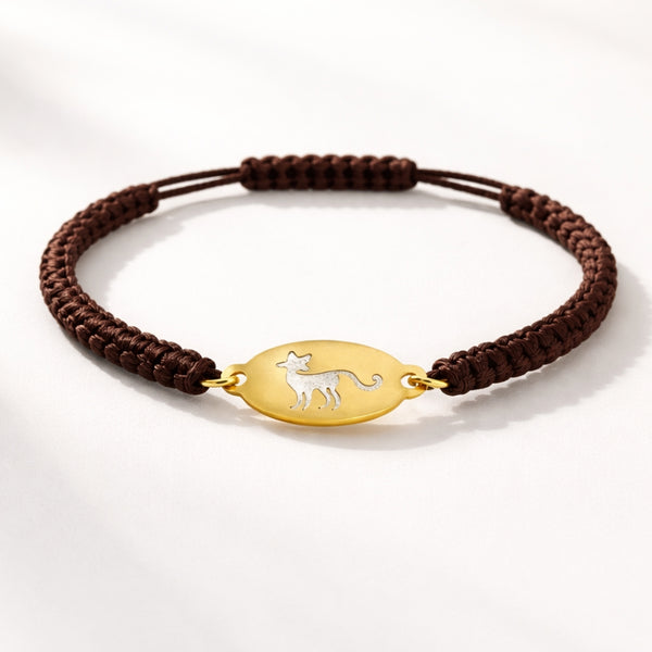 PULSERA MACRAME CHAPA CON GATO