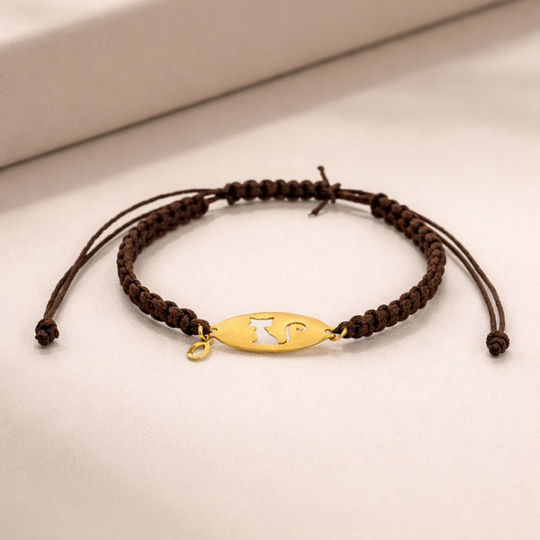 PULSERA MACRAME CHAPA CON GATO II