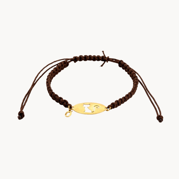 PULSERA MACRAME CHAPA CON GATO II