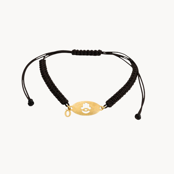 PULSERA MACRAME CHAPA CON MANO DE FATIMA