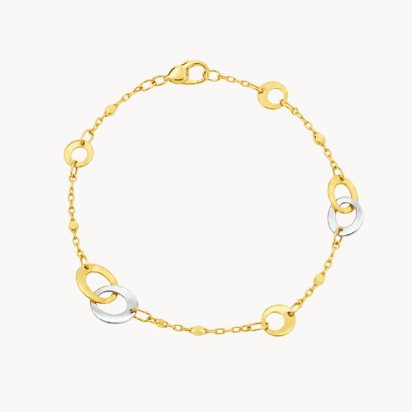 PULSERA BICOLOR AROS ENTRELAZADOS