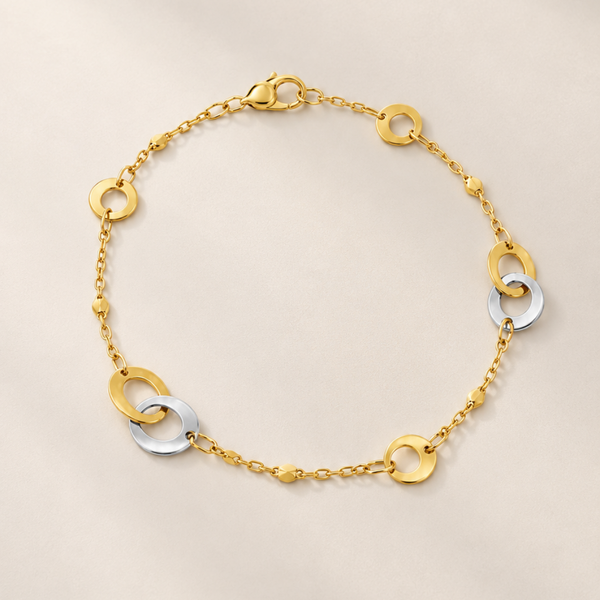 PULSERA BICOLOR AROS ENTRELAZADOS