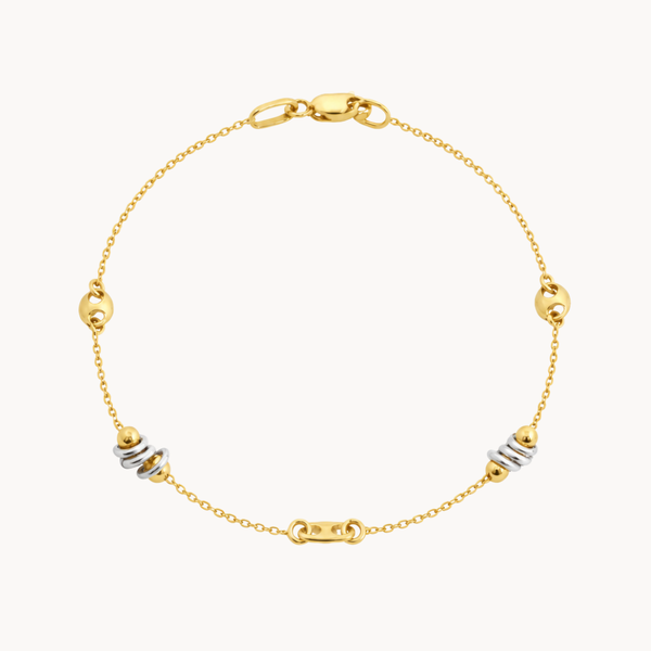 PULSERA BICOLOR ANILLAS Y ESLABON MARINERO