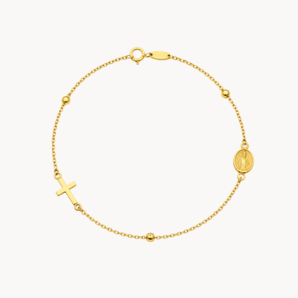 PULSERA MEDALLA VIRGEN CON CRUZ