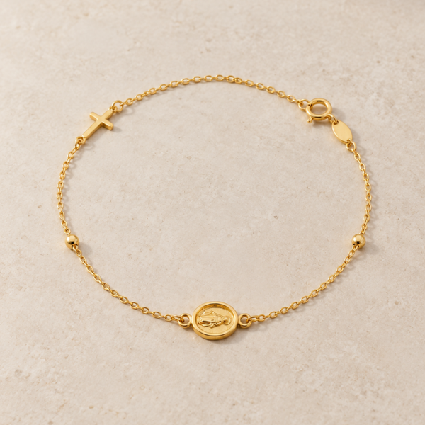 PULSERA MEDALLA VIRGEN CON CRUZ