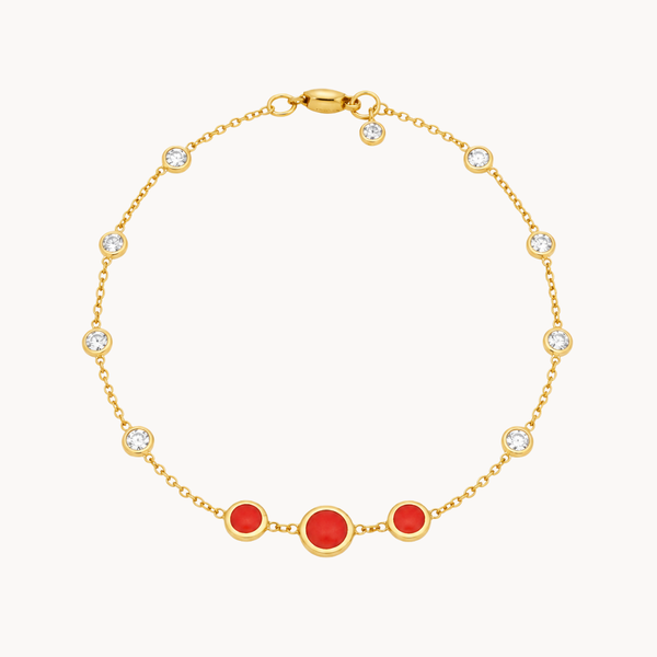 PULSEIRA COM ZIRCÕES E ESMALTE VERMELHO