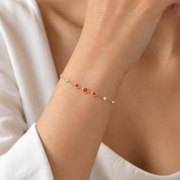 PULSEIRA COM ZIRCÕES E ESMALTE VERMELHO