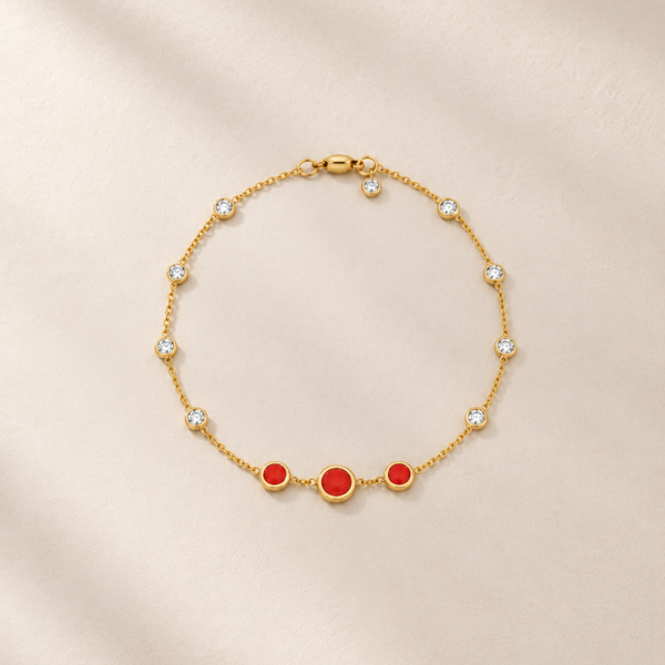 PULSEIRA COM ZIRCÕES E ESMALTE VERMELHO